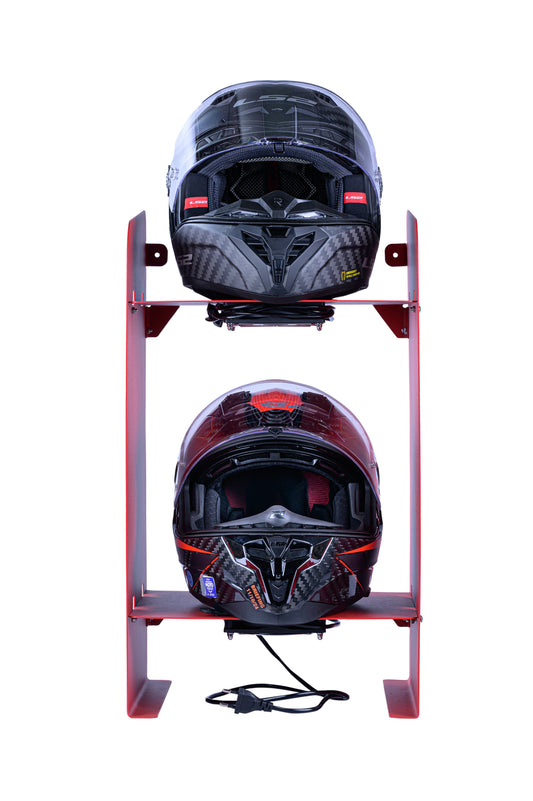 Sèche casque double rouge de face